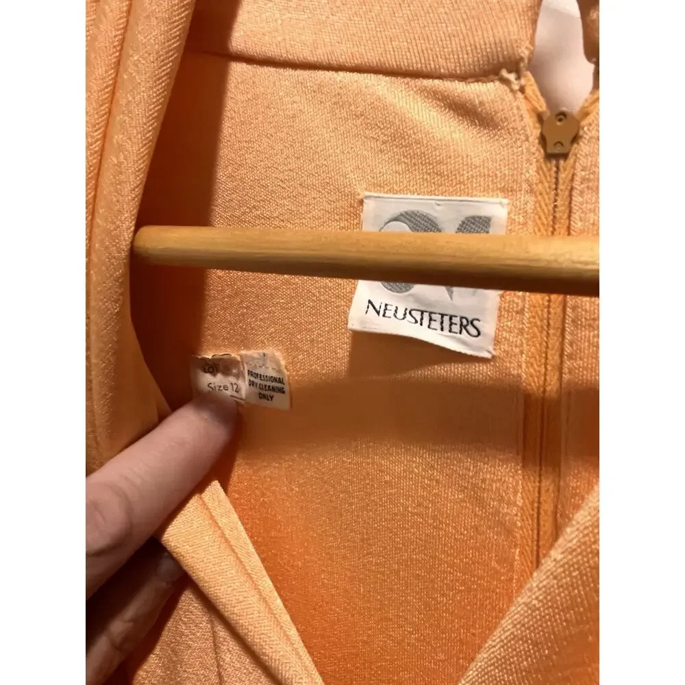 Dan Lee / NEUSTETERS / Vtg 60s Orange Party Dress w/Arrow Sheer‎ Bust Size 12 - Picture 5 of 15